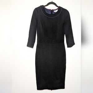 Boden Mia Ottoman Sheath Dress 3/4 Sleeve Black Women's Size 4